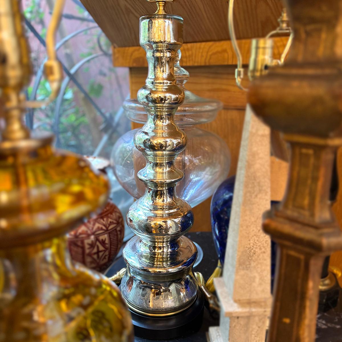 Antique Mercury Glass Lamp en venta 2