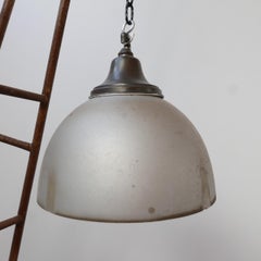 Antique Mercury Glass Large Pendant Reflector Lamp