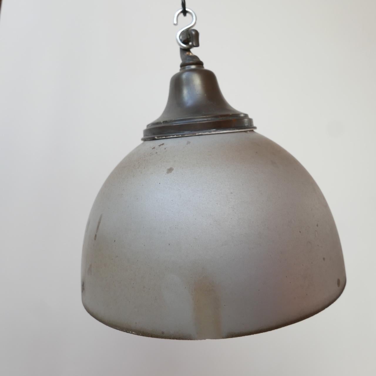 Brass Antique Mercury Glass Large Pendant Reflector Lamp For Sale