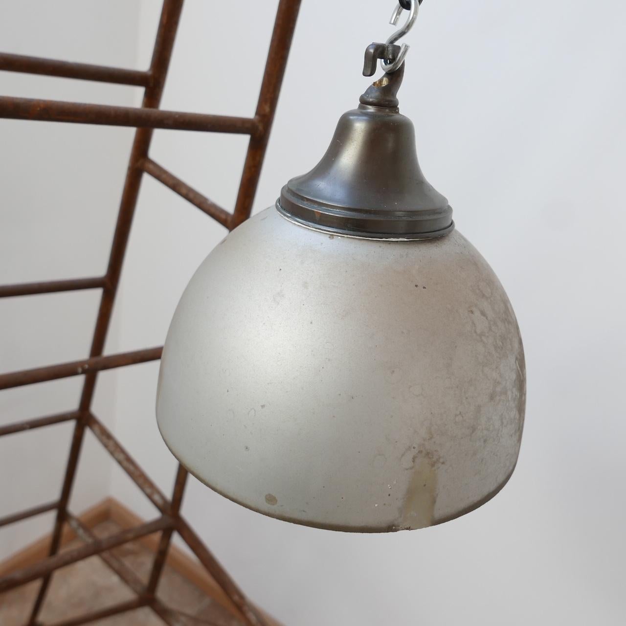 Antique Mercury Glass Large Pendant Reflector Lamp For Sale 2