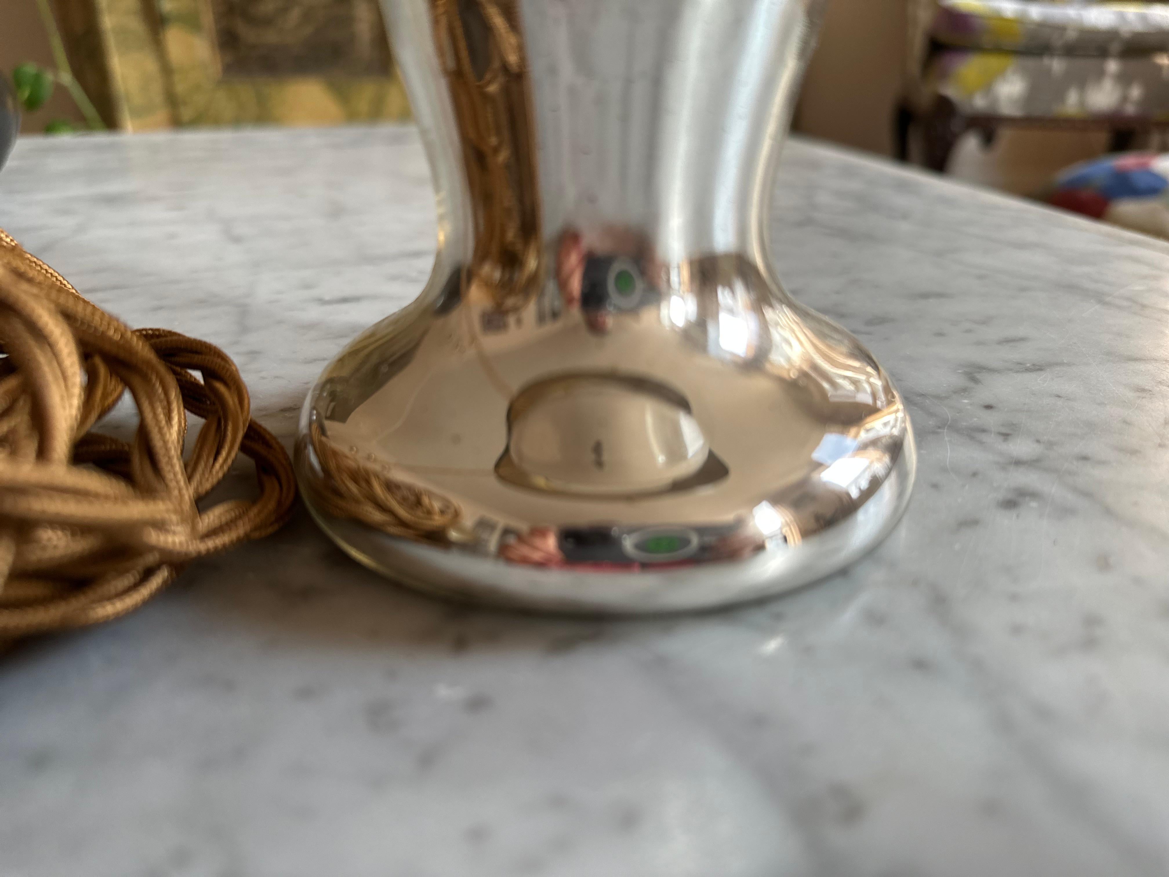 Antique Mercury Glass Table Lamp – Elegant Bauernsilber with Velvet Shade For Sale 4