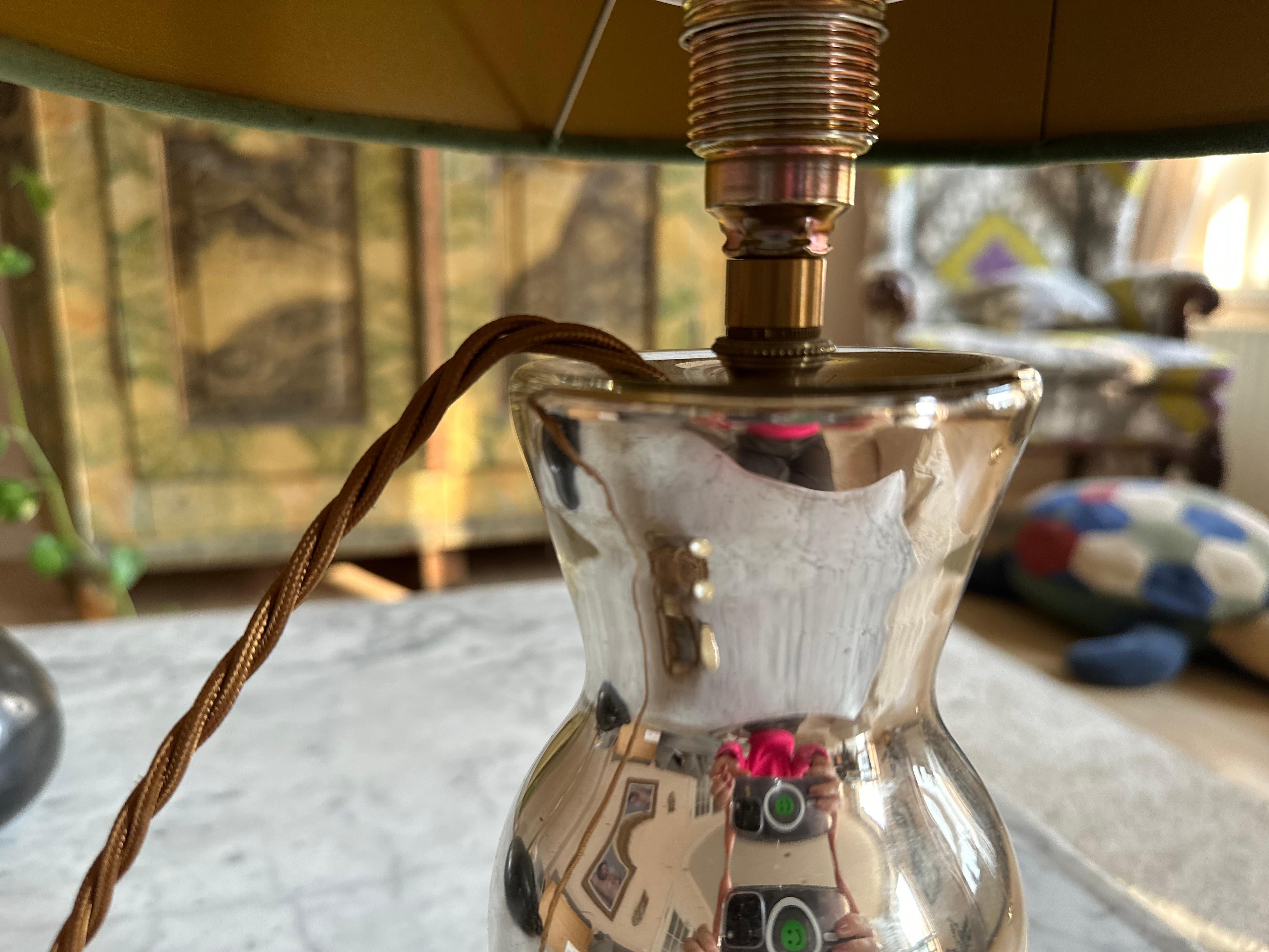 Antique Mercury Glass Table Lamp – Elegant Bauernsilber with Velvet Shade For Sale 5