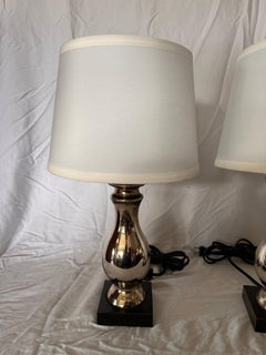Antique Mercury Glass Table Lamps - Vintage Elegant Lighting Pair