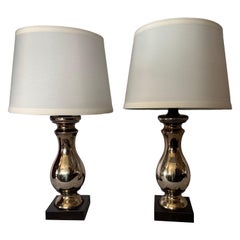 Antique Mercury Glass Table Lamps - Vintage Elegant Lighting Pair