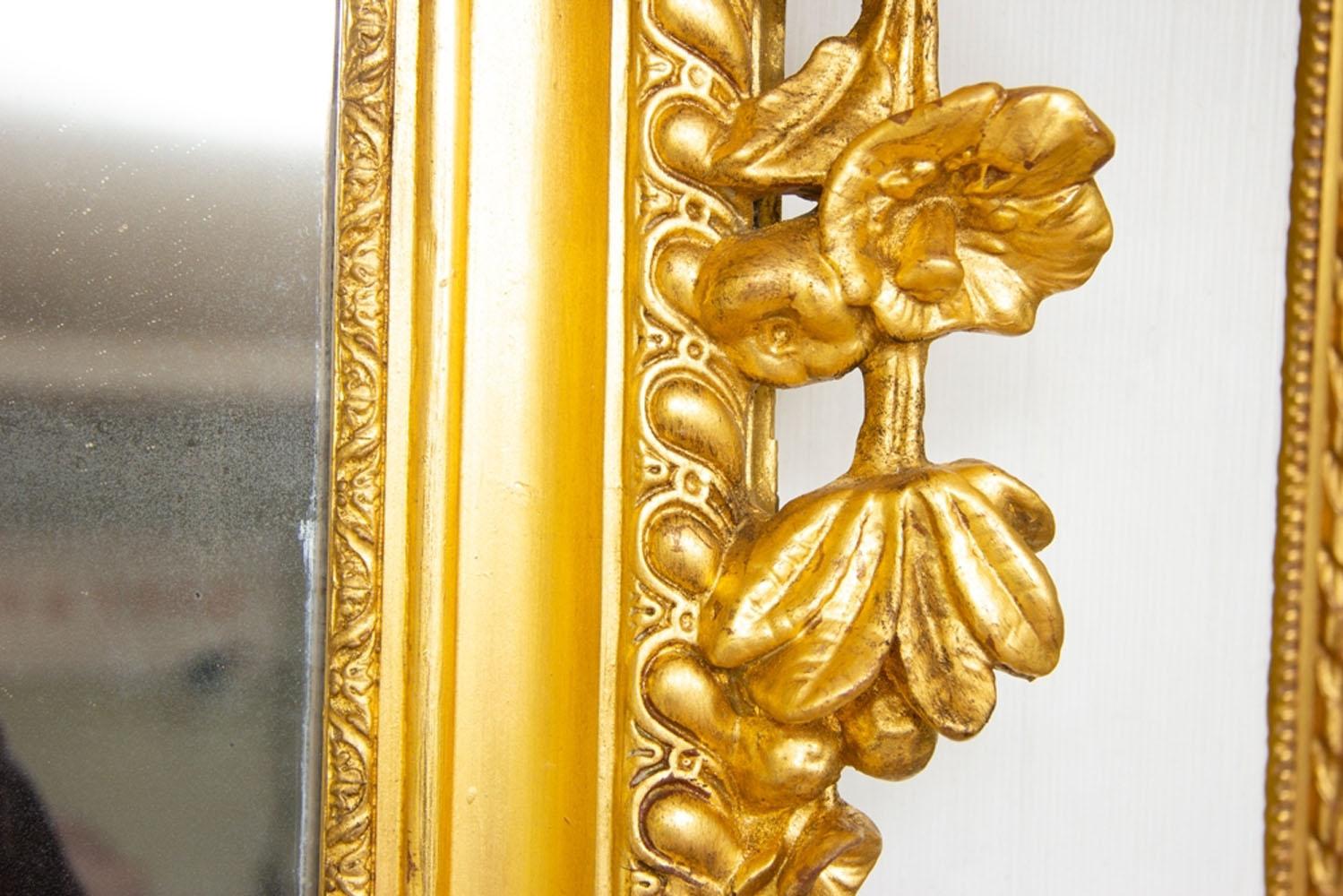 Antique Mercury mirror plate floor mirror. A Victorian mirror fully restored and touch gilded where necessary by hand using 23 1/2-carat gold leaf. 

This is an ideal dress mirror or above a consul making it a large and impressive Pier mirror.