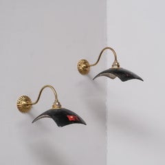 Antique Mercury Reflective Glass and Brass Wall Lights '22 Available'