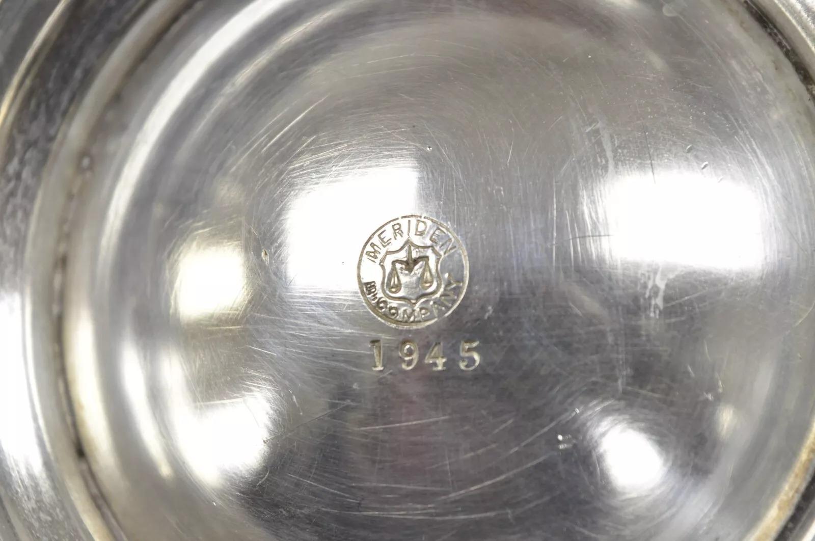 Antiguo Meriden Art Nouveau Plateado Pájaro Grabado Tetera Ornamentada Tetera en venta 4