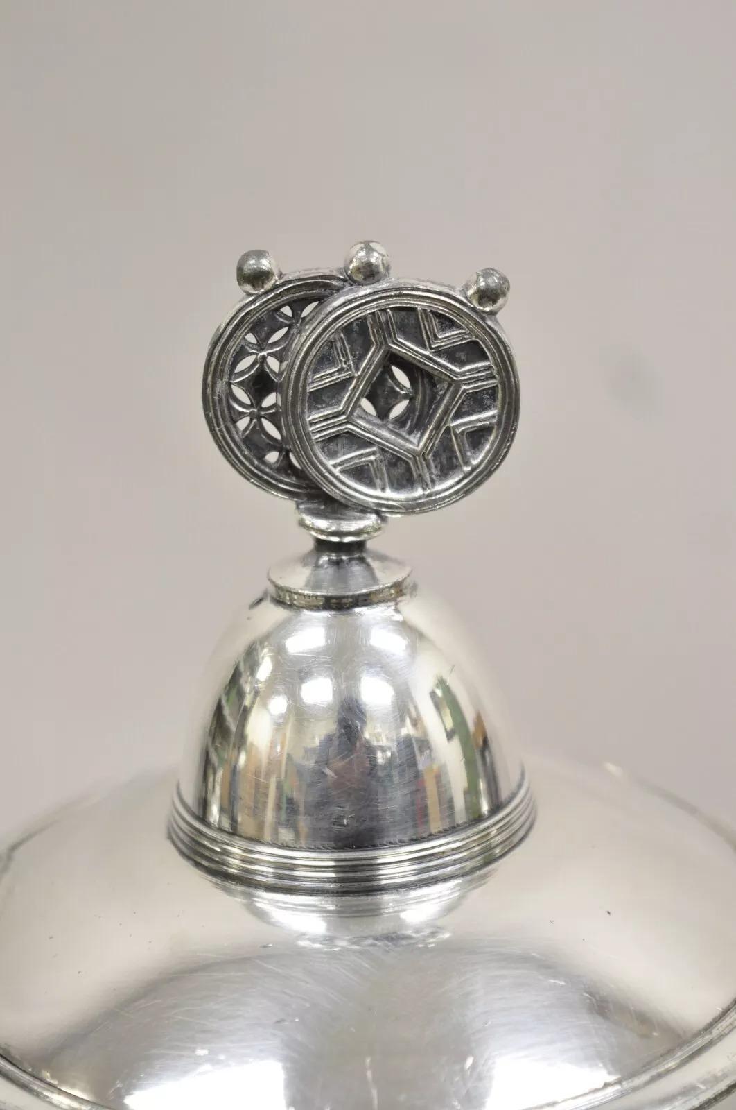 Antiguo Meriden Art Nouveau Plateado Pájaro Grabado Tetera Ornamentada Tetera Chapado en plata en venta