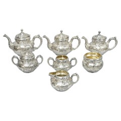Antique Meriden B Co French Renaissance Silver Plated Figural Tea Set - 7 Pcs