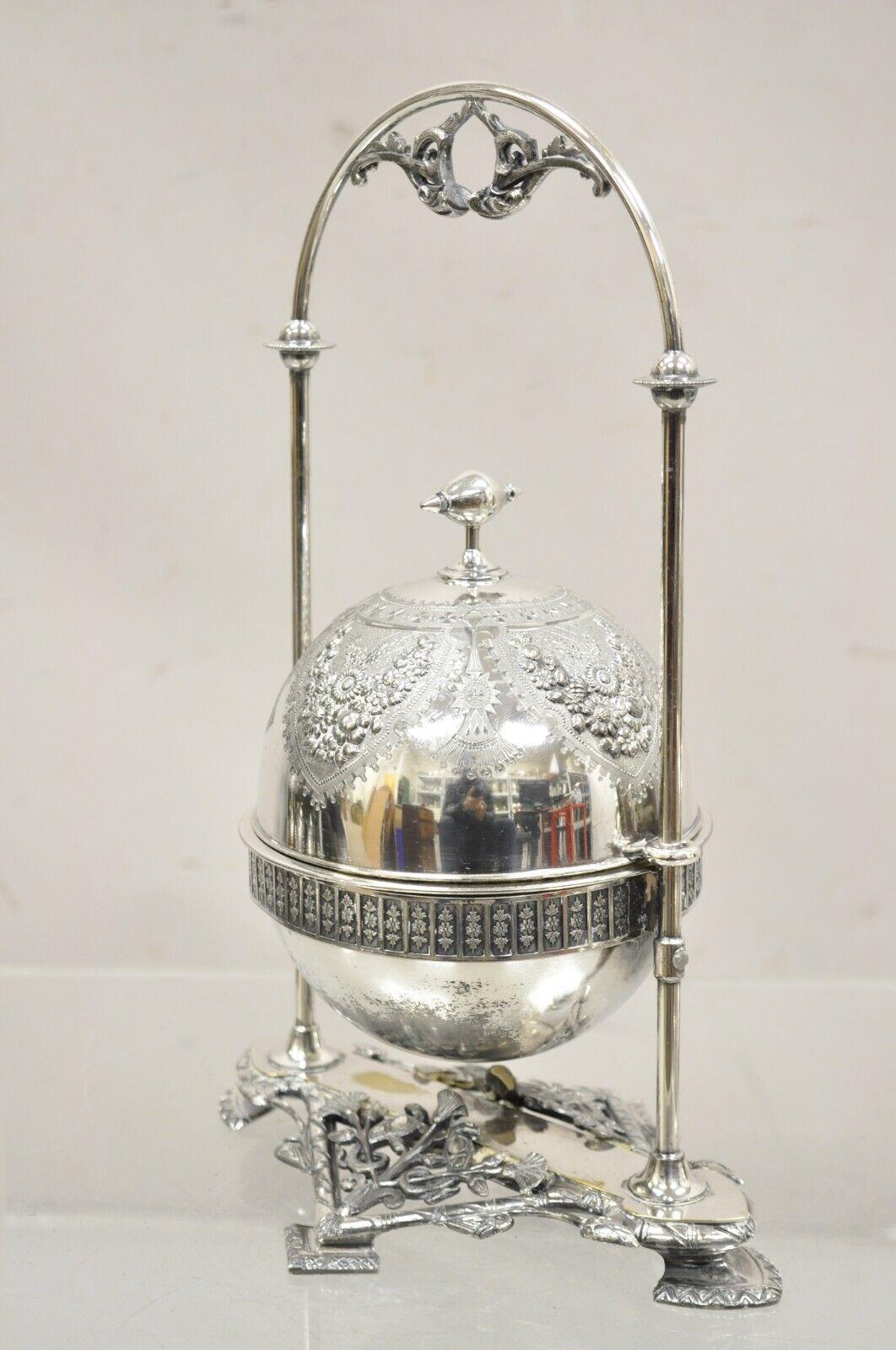 Antique Meriden Co Victorian Silver Plated Covered Butter Butler Butter Dish For Sale 7