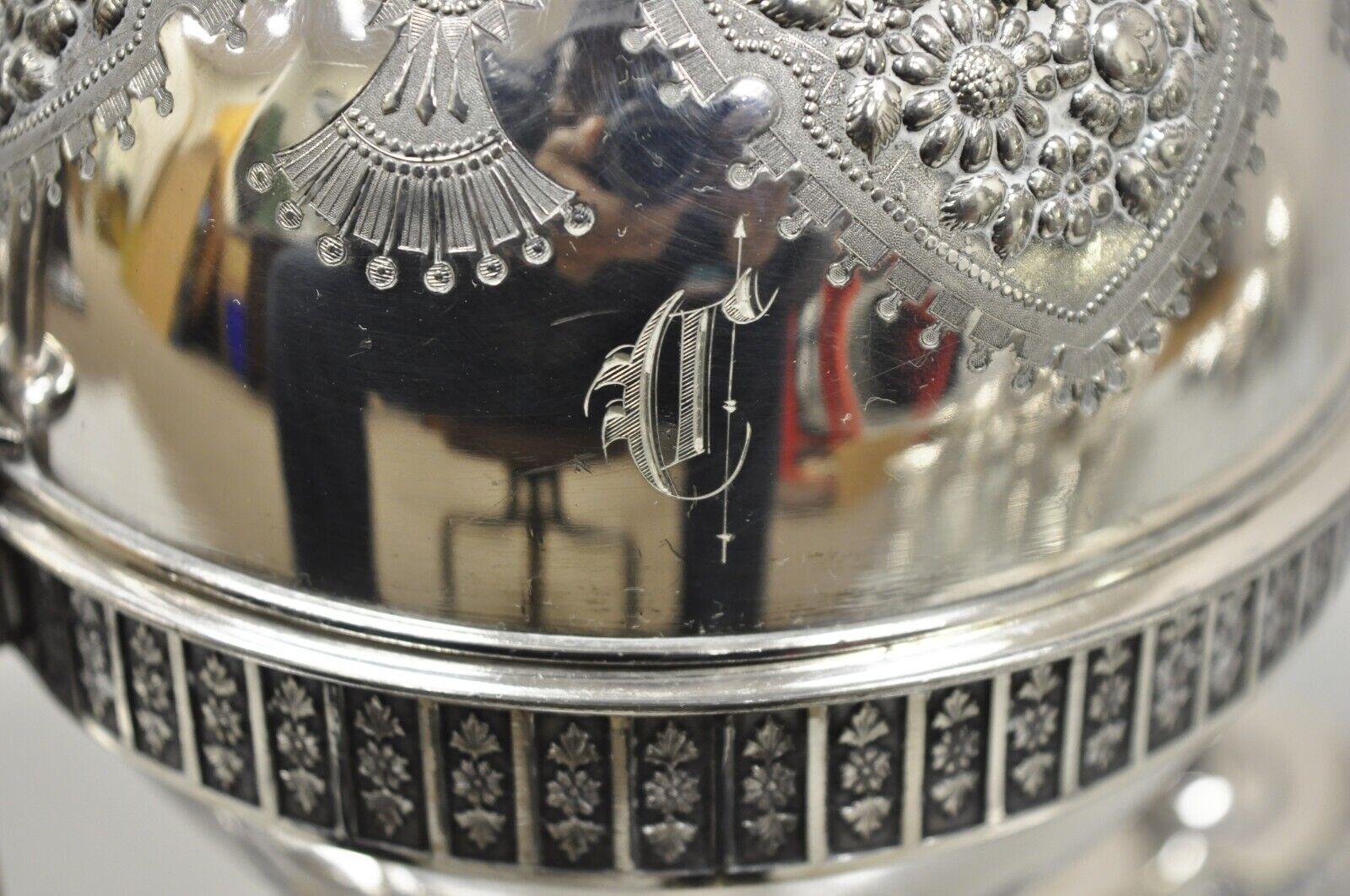 Antique plat à beurre de boucherie victorien Meriden Co recouvert d'argent en vente 2