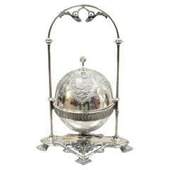 Antique Meriden Co Victorian Silver Plated Covered Butter Butter Dish Plato para Mantequilla