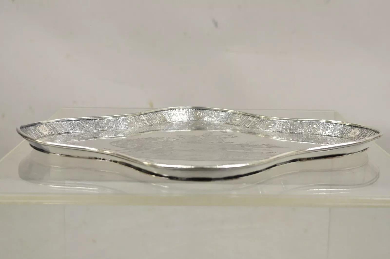Bandeja antigua Meriden Silver Plate Co Art Decó Búfalo de agua nativo americano en venta 4