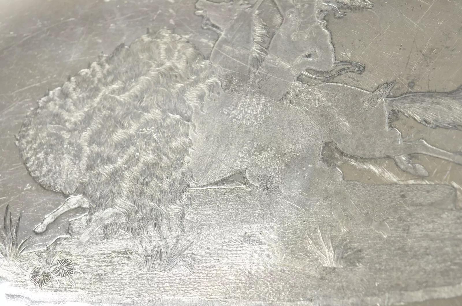 Bandeja antigua Meriden Silver Plate Co Art Decó Búfalo de agua nativo americano en venta 5