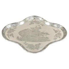 Antique Meriden Silver Plate Co Art Deco Native American Water Buffalo Tray