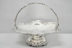 Antique Meriden Silver Plated Floral Repousse Pedestal Brides Wedding Basket
