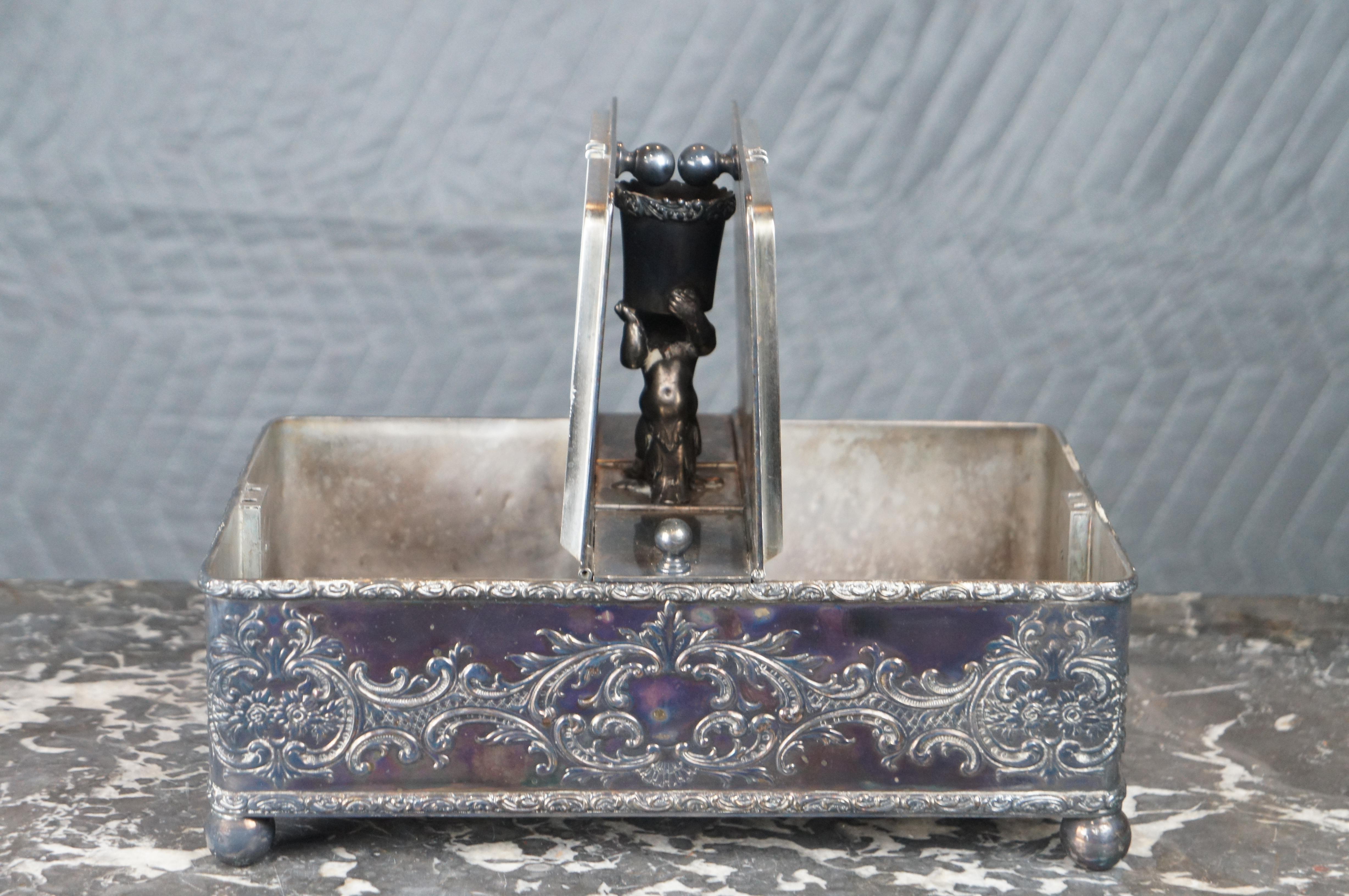 Fin du XIXe siècle Ancien bougeoir de style victorien Meriden en métal argenté divisé en deux parties en vente