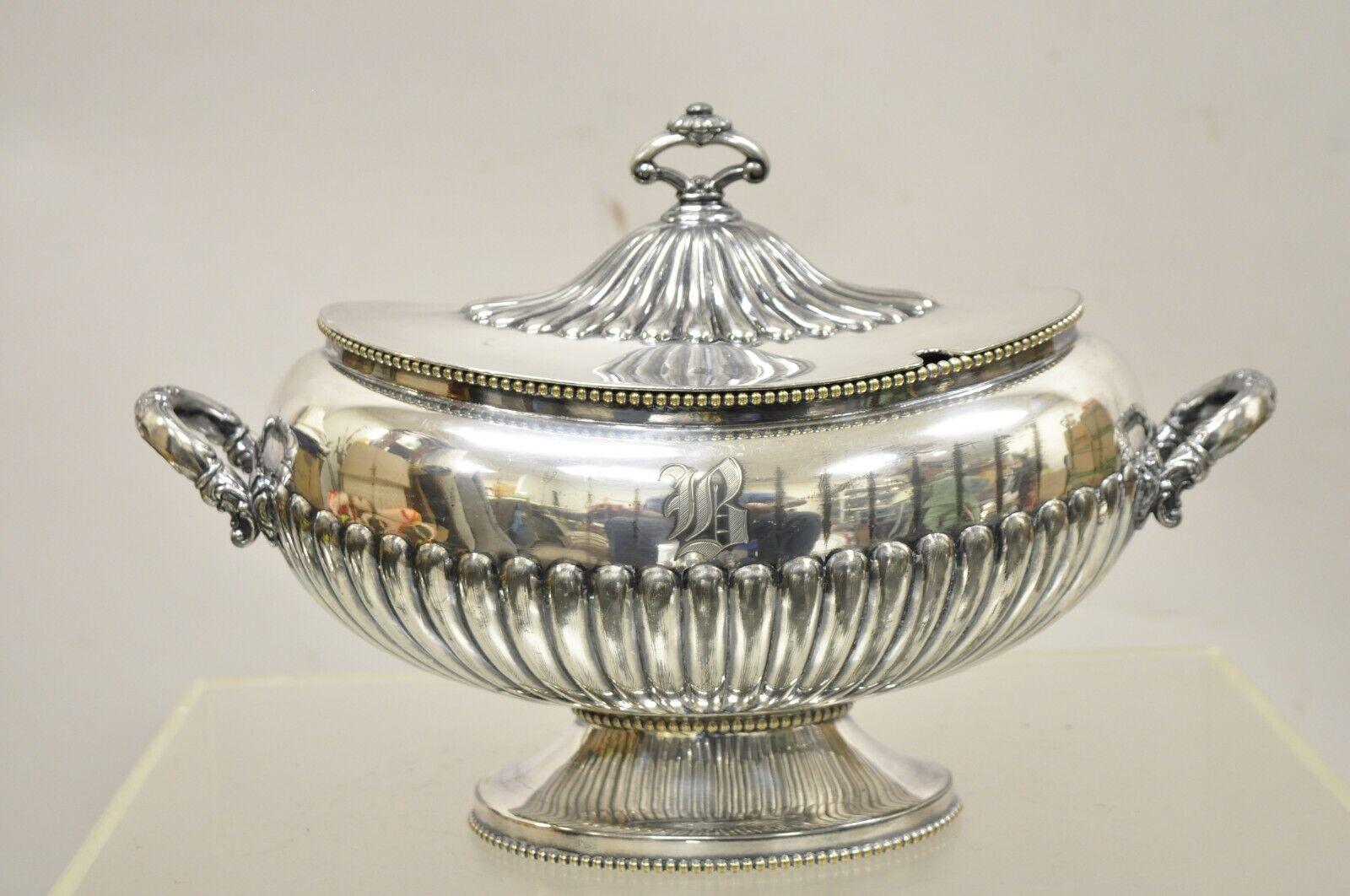 Antique Meriden Wilcox Silverplate Co Silver Plated Victorian Lidded Soup Tureen. Item features  