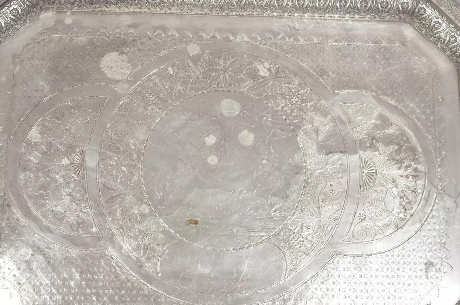 Antiguo Mermod Jaccard & Co Art Nouveau Pájaro Grulla Plateado Bandeja de mayordomo Desconocido en venta
