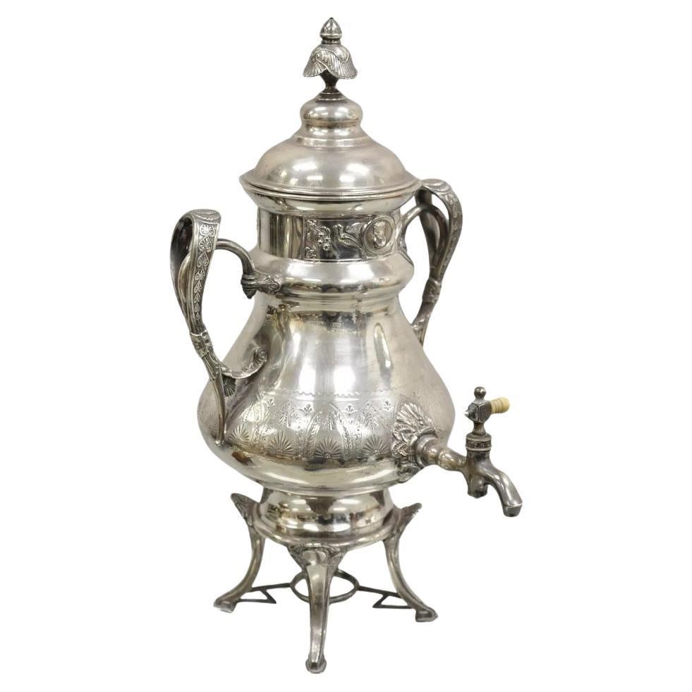 Antiguo Samovar Urna de Té Mermod Jaccard & Co Art Nouveau Plateado