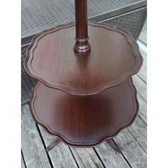 Antique Mersman Mahogany Lyre Base 3 Tier Dumbwaiter Table