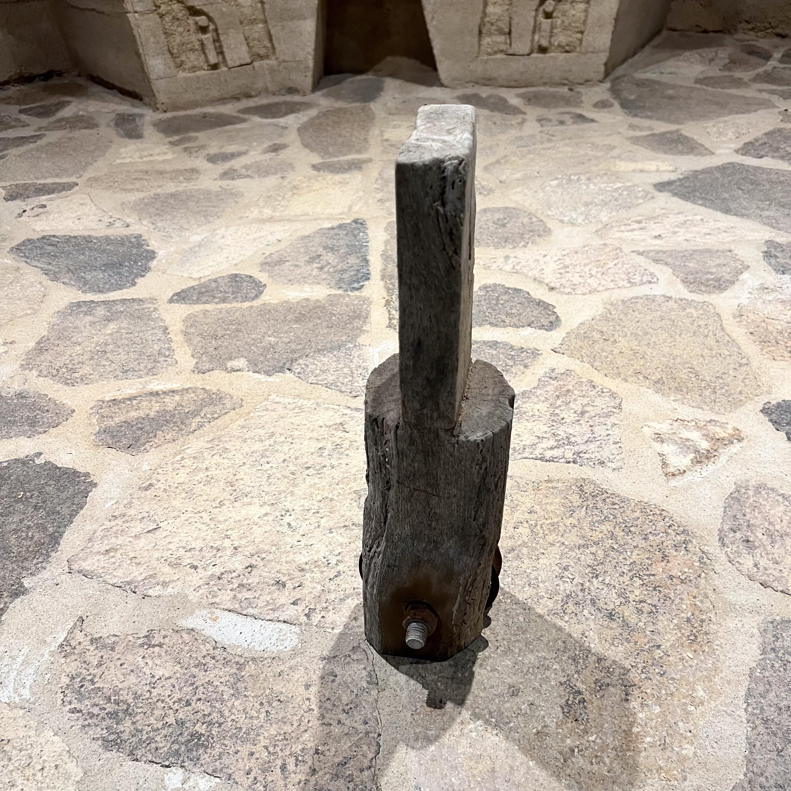 20th Century Antique Mesquite Pulley Rustic Wood Farm For Sale