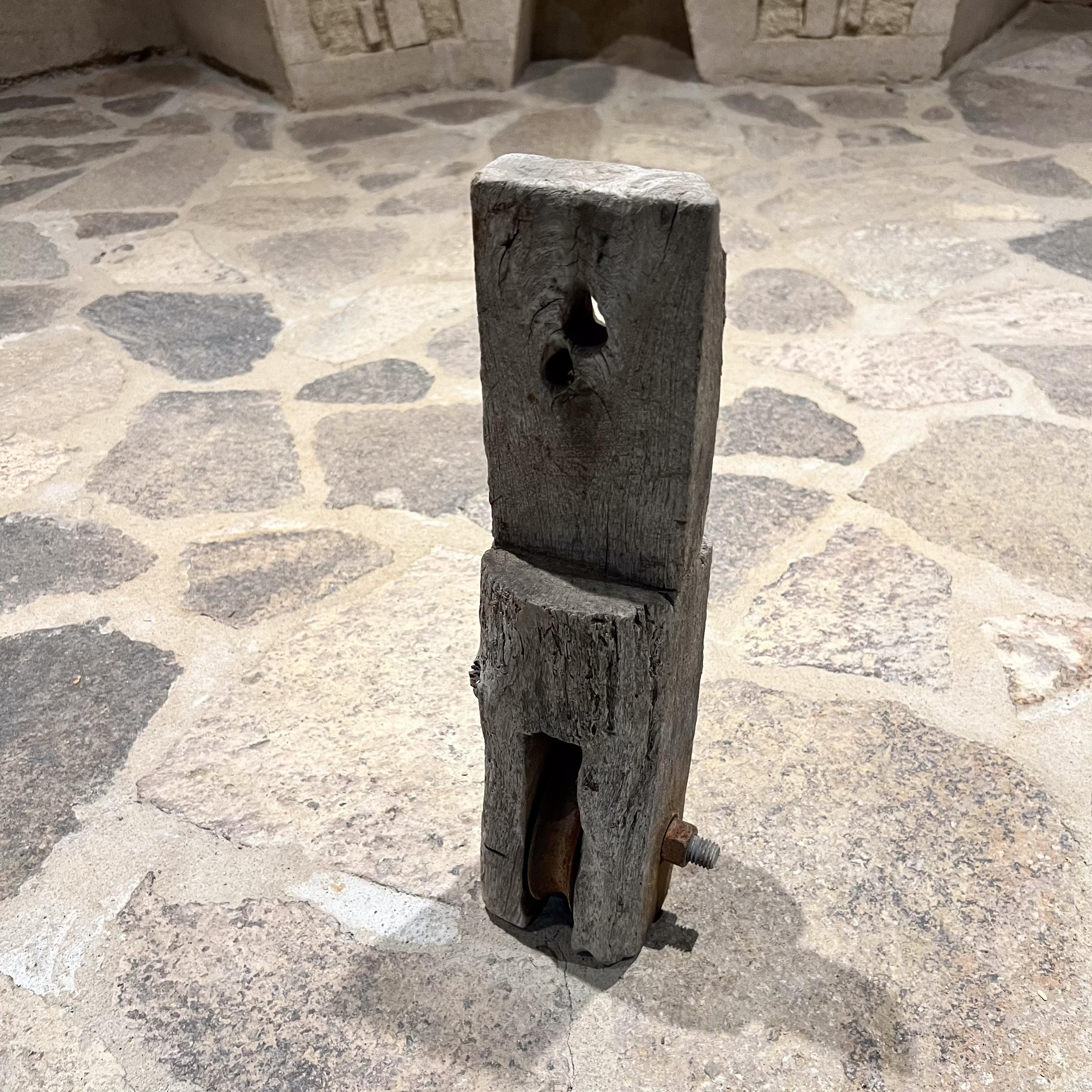 Antique Mesquite Pulley Rustic Wood Farm For Sale 1