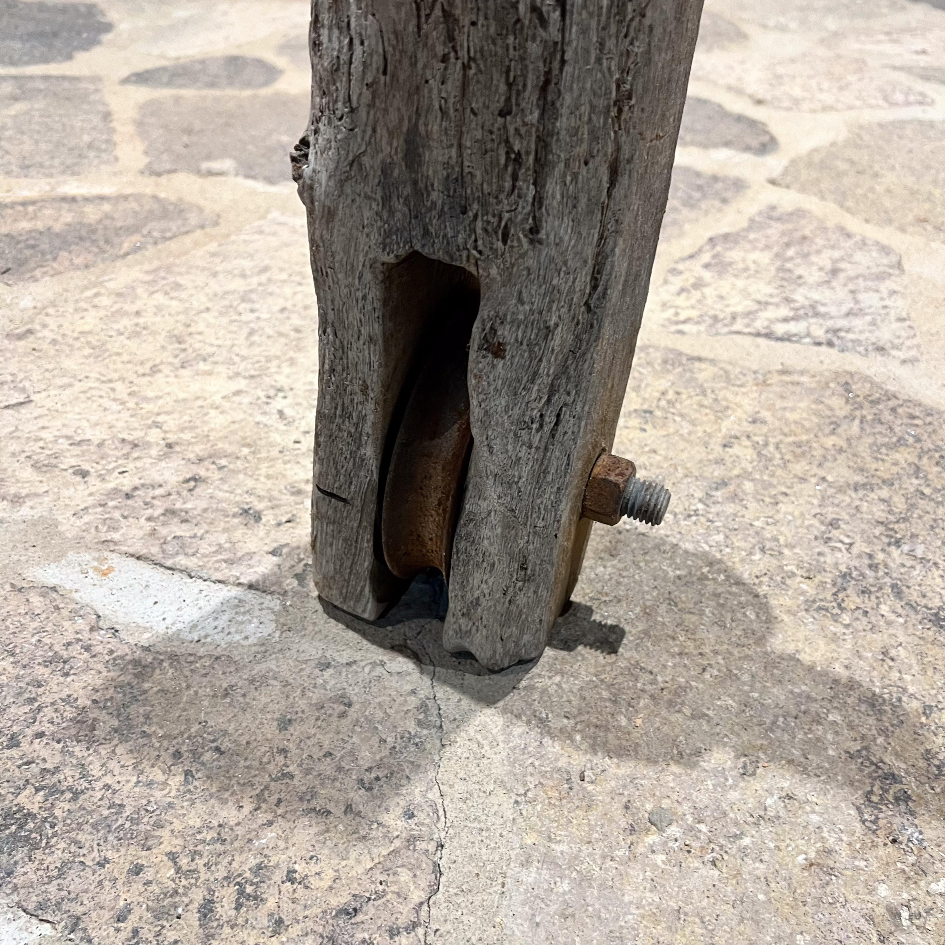 Antique Mesquite Pulley Rustic Wood Farm For Sale 2