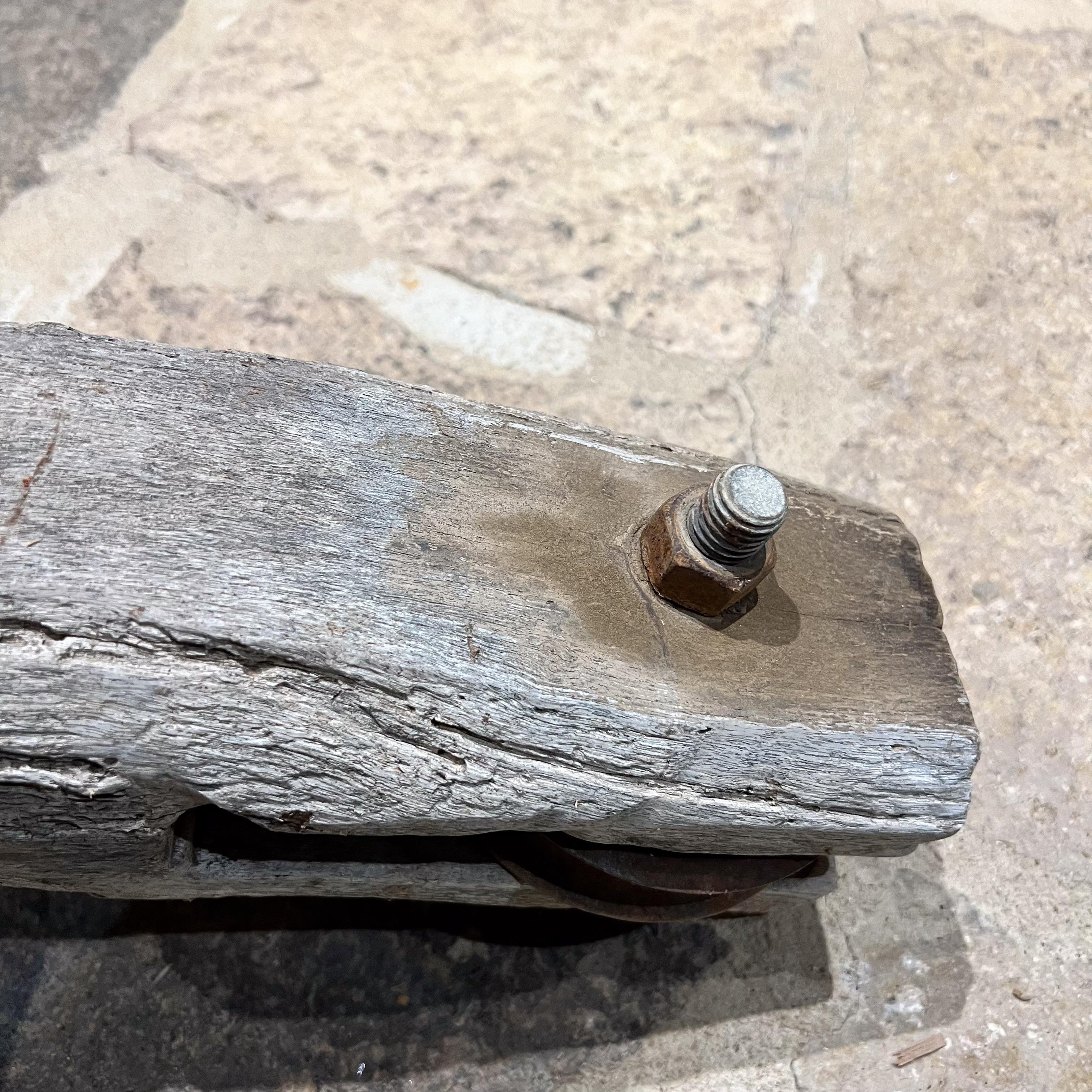 Antique Mesquite Pulley Rustic Wood Farm For Sale 4