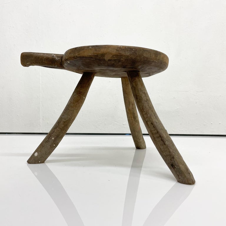 Antique Mesquite Wood Tripod Decorative Stool For Sale at 1stDibs