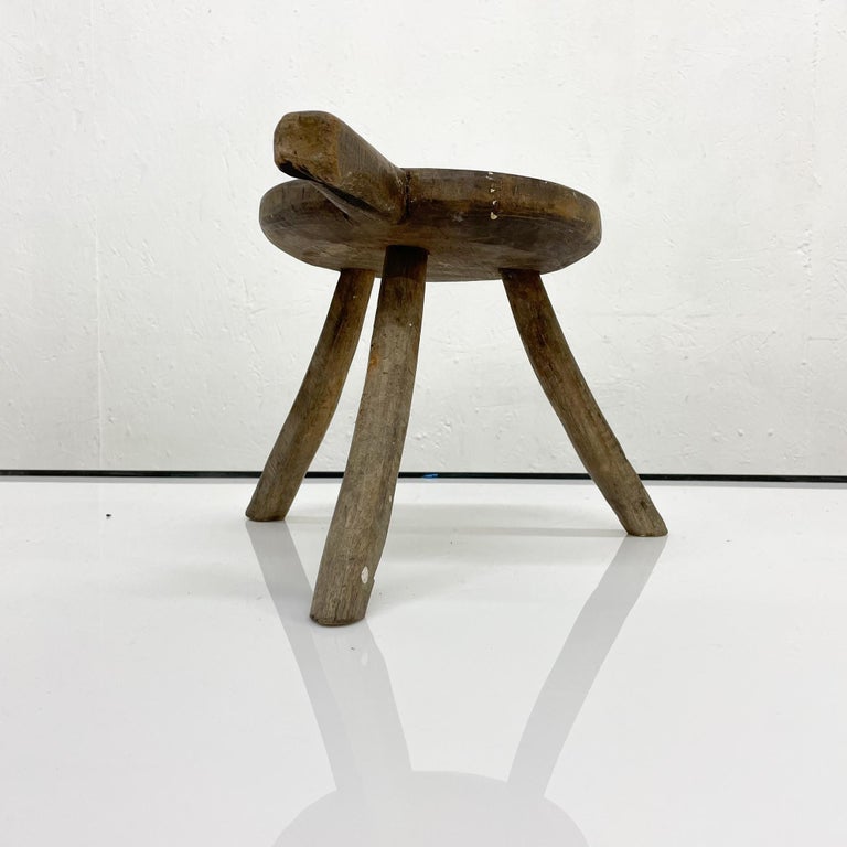 Antique Mesquite Wood Tripod Decorative Stool For Sale at 1stDibs