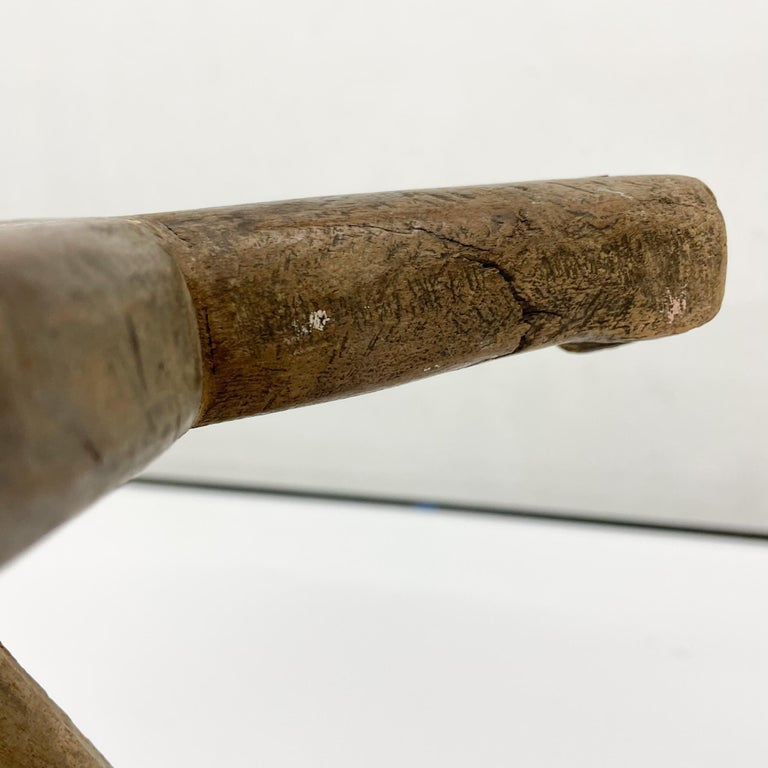 Antique Mesquite Wood Tripod Decorative Stool For Sale at 1stDibs