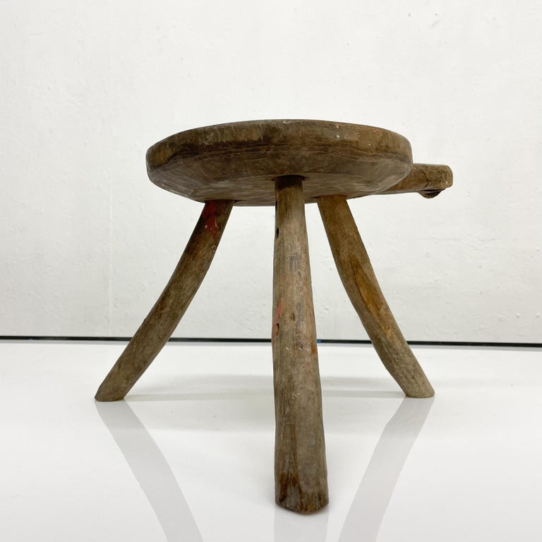 Antique Mesquite Wood Tripod Decorative Stool For Sale at 1stDibs