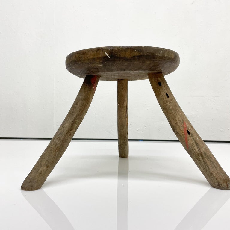 Antique Mesquite Wood Tripod Decorative Stool For Sale at 1stDibs