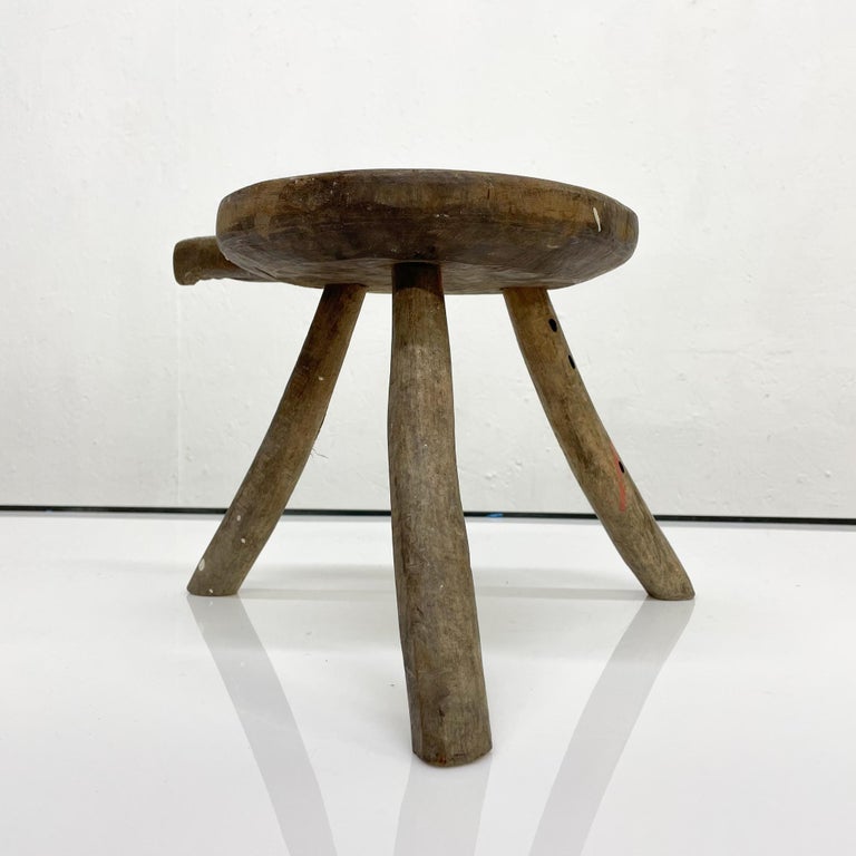 Antique Mesquite Wood Tripod Decorative Stool For Sale at 1stDibs