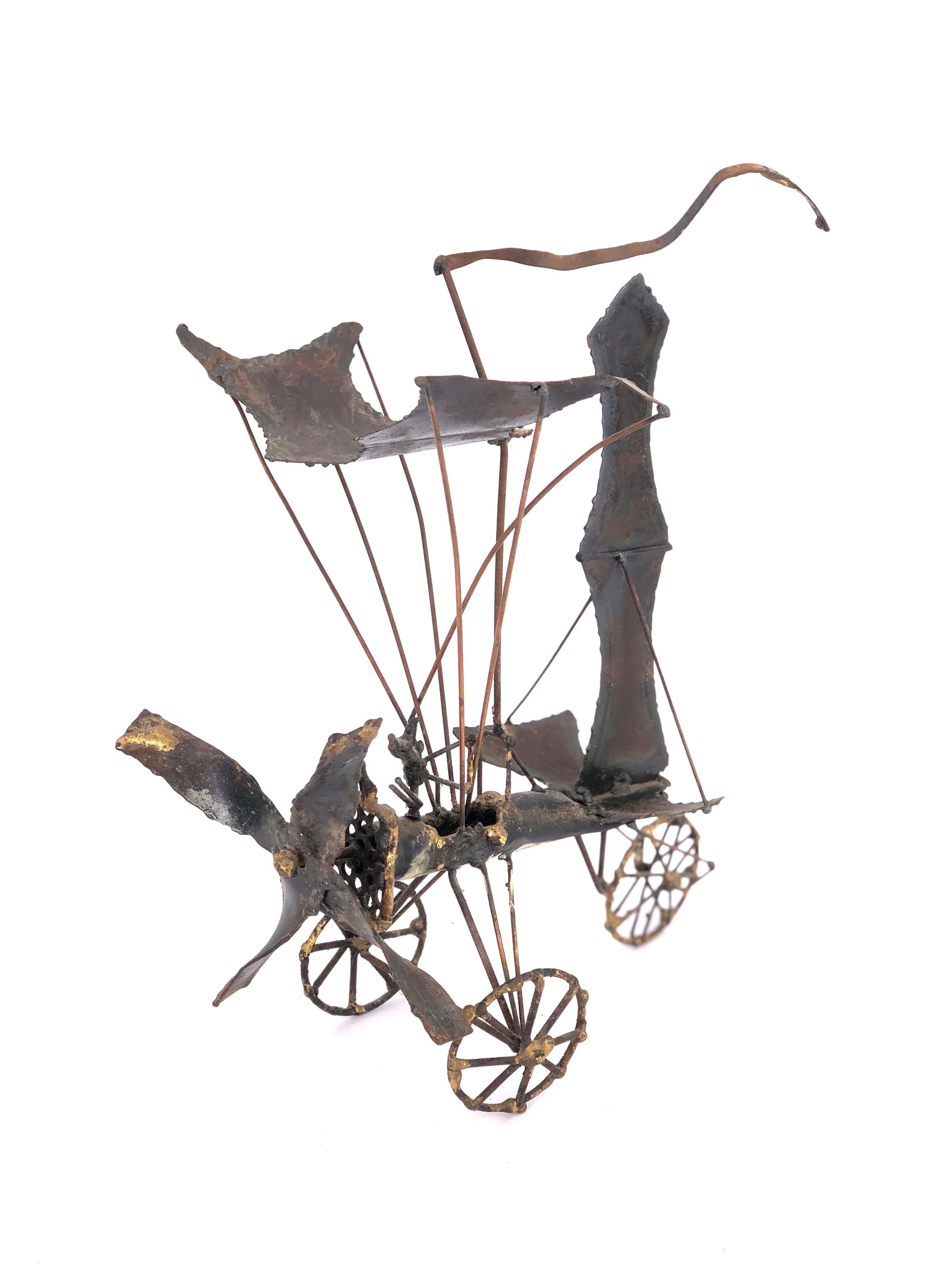 Mid-Century Modern Antique Metal Airplane Propeller Sculpture For Sale