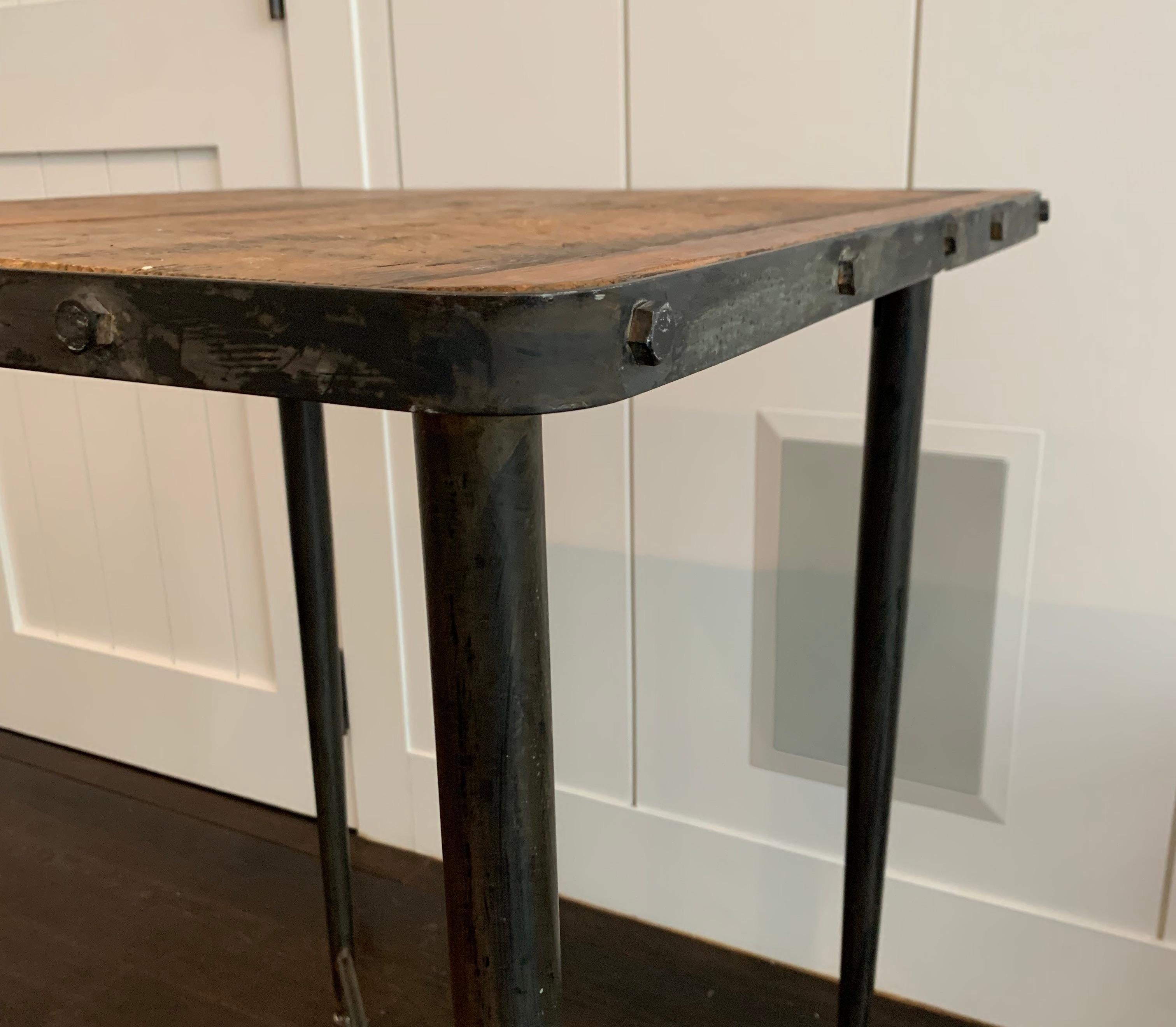 Antique Metal and Wood Table For Sale 1