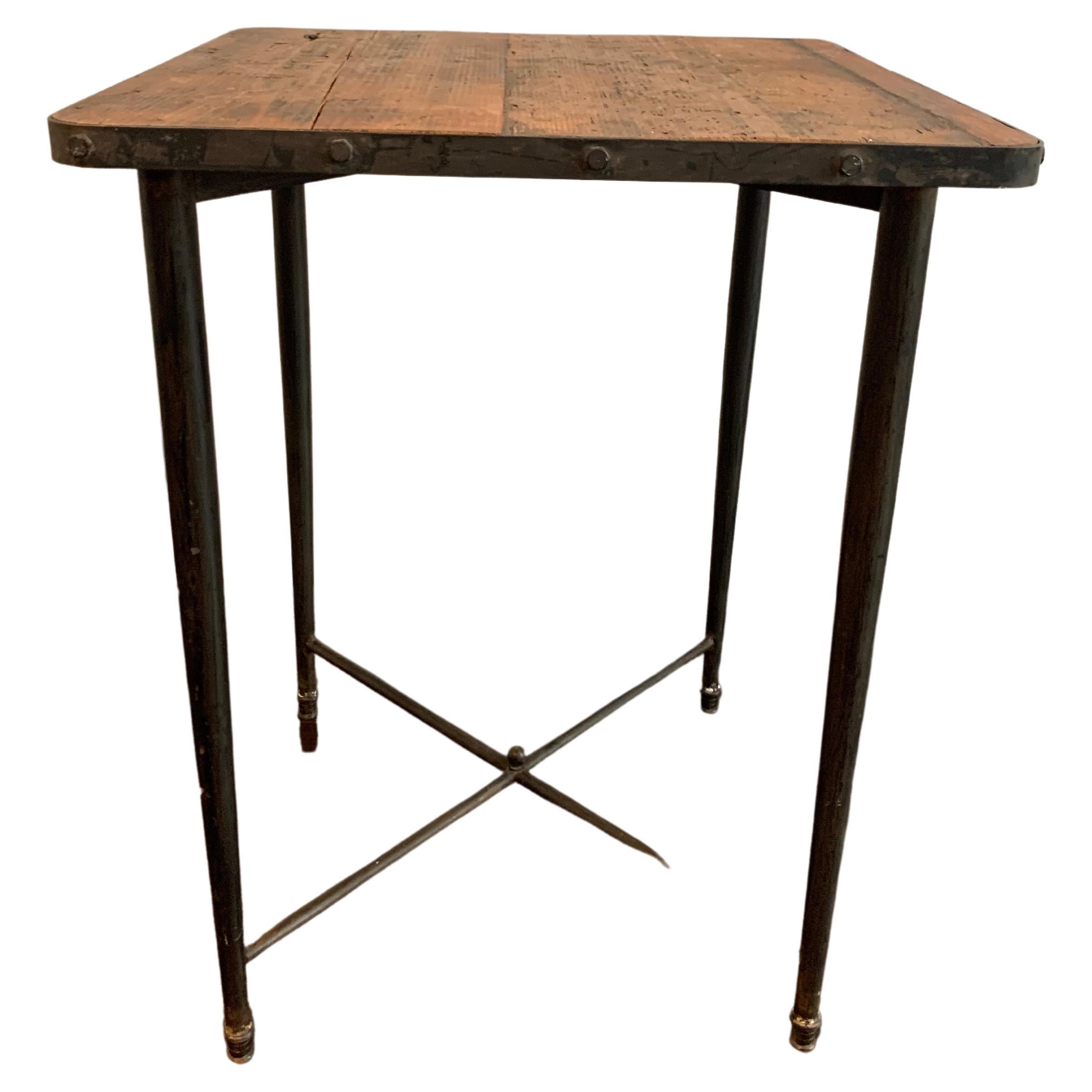 Antique Metal and Wood Table For Sale