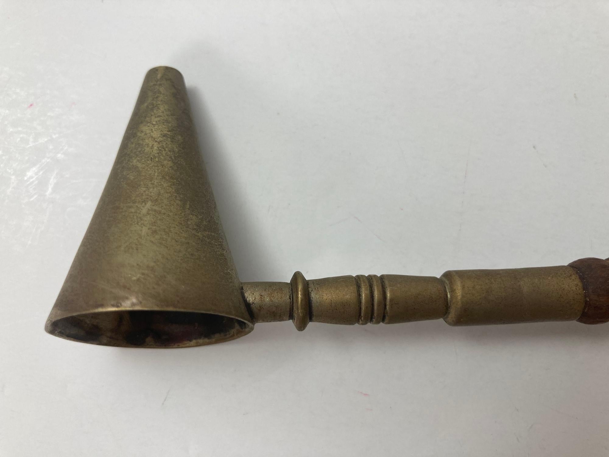 British Antique Metal and Wooden Handle Candle Snuffer For Sale