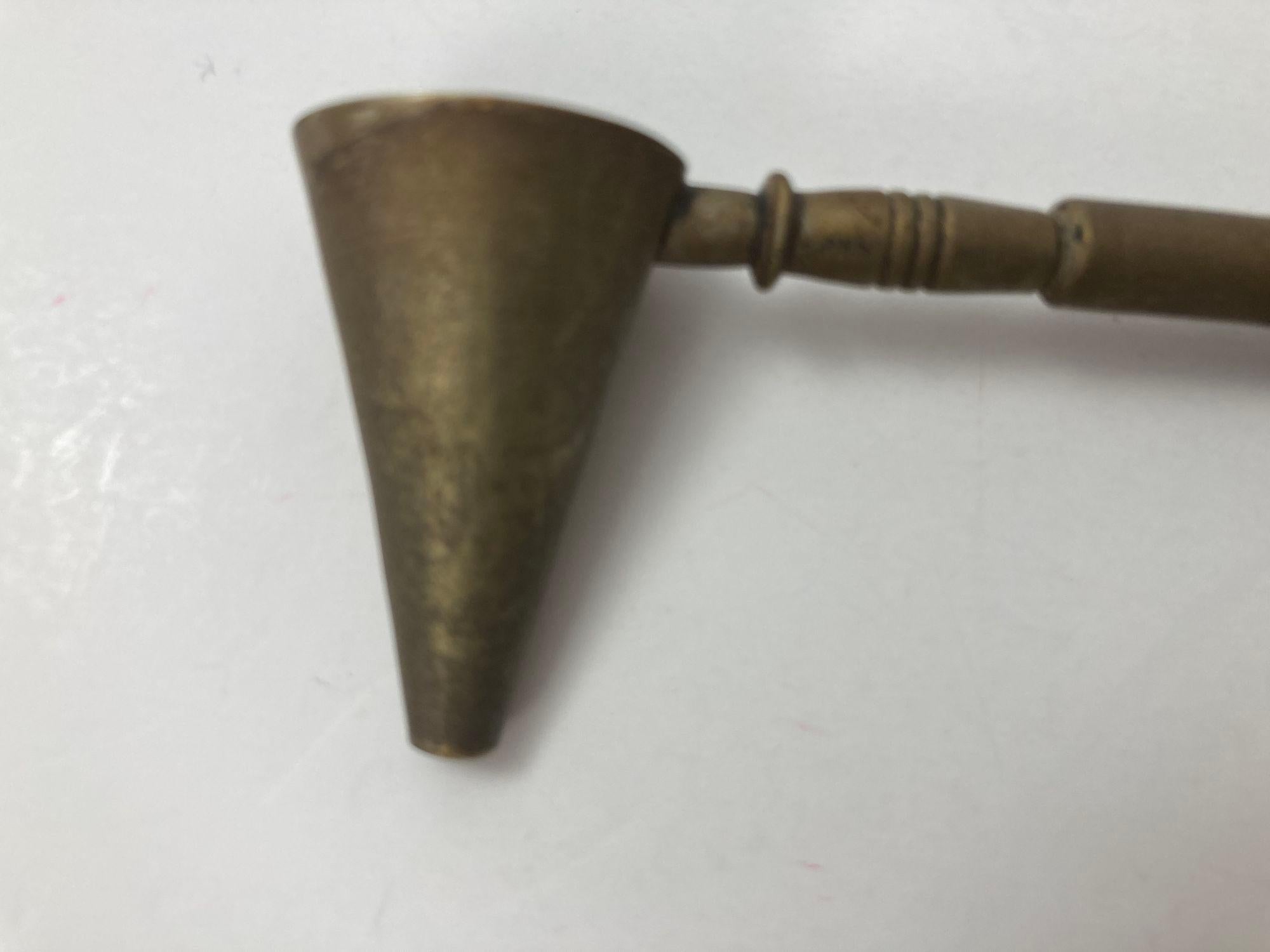 Hand-Crafted Antique Metal and Wooden Handle Candle Snuffer For Sale