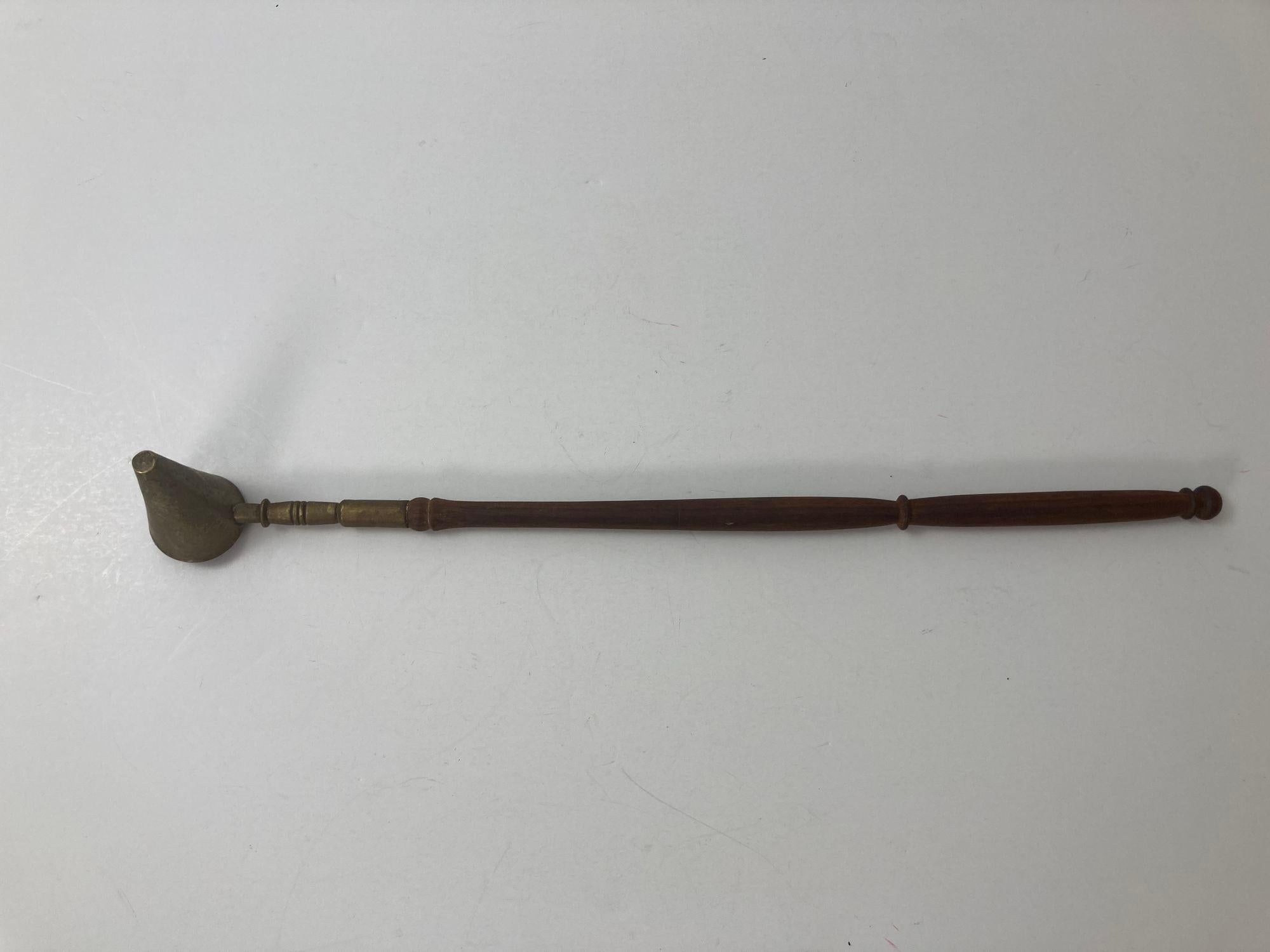 20th Century Antique Metal and Wooden Handle Candle Snuffer For Sale