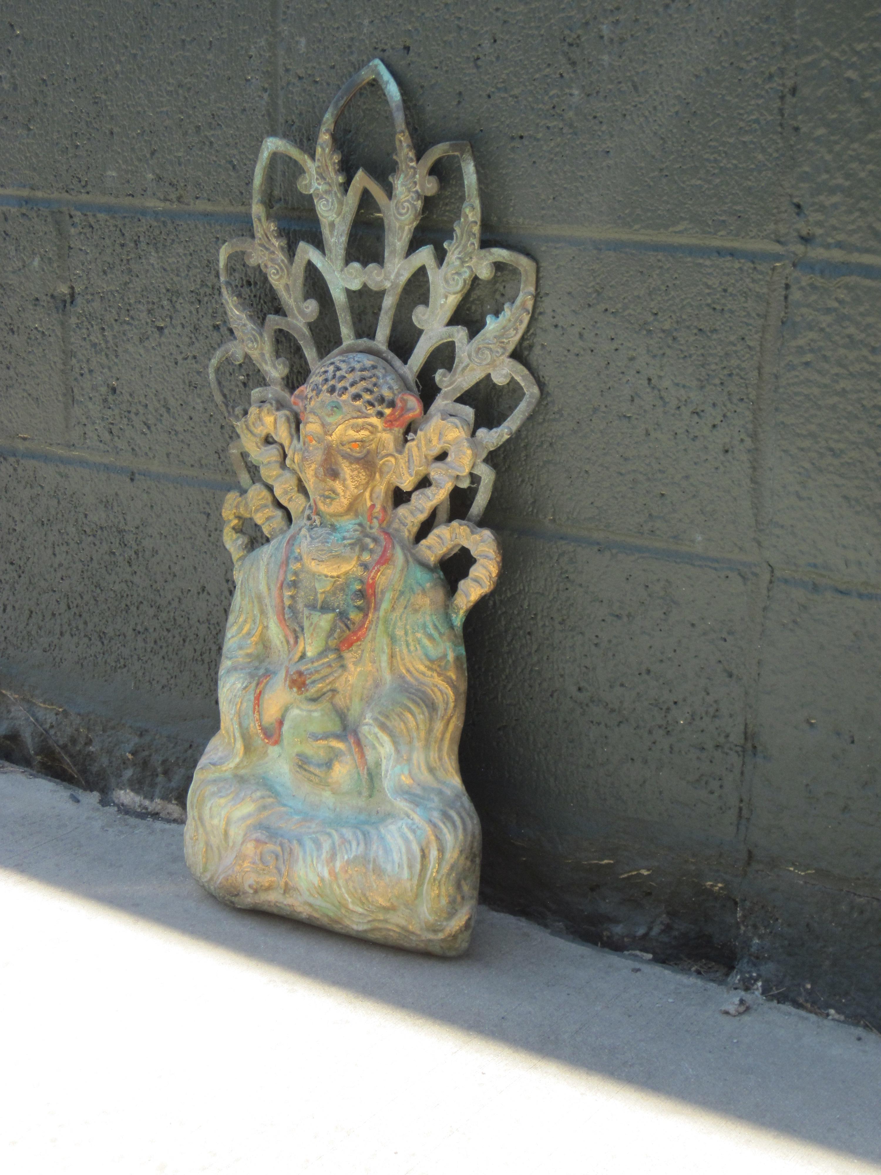 20th Century Antique Bronze Buddha Goddess Deity Figurine For Sale