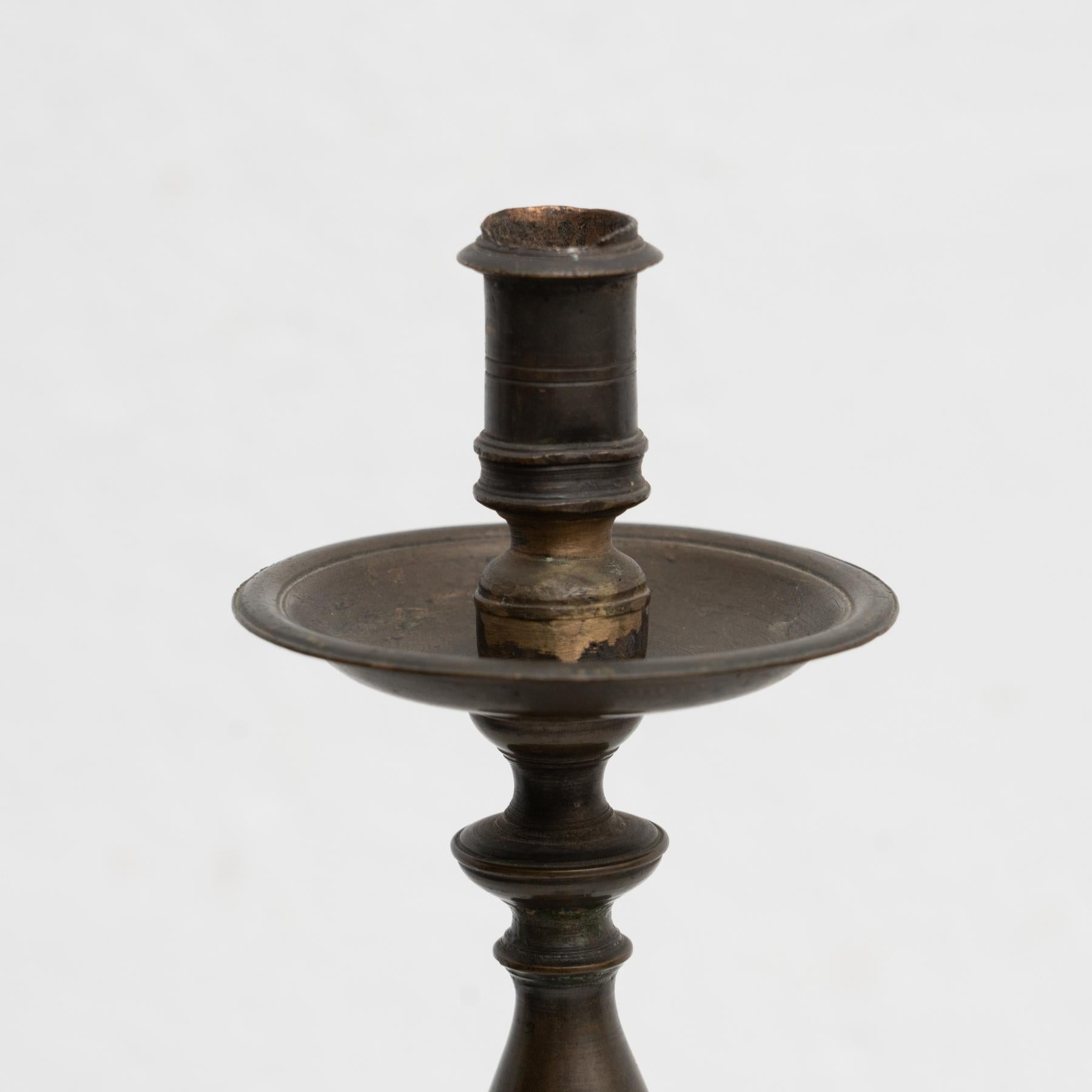 Spanish Antique Metal Candle Holder, circa 1930 For Sale