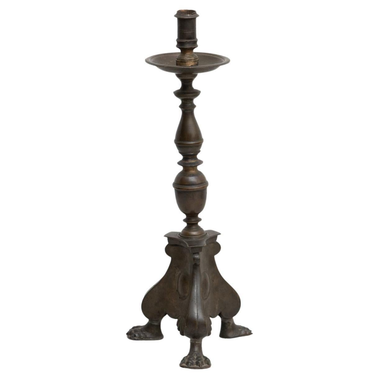 Bougeoir antique en métal, vers 1930