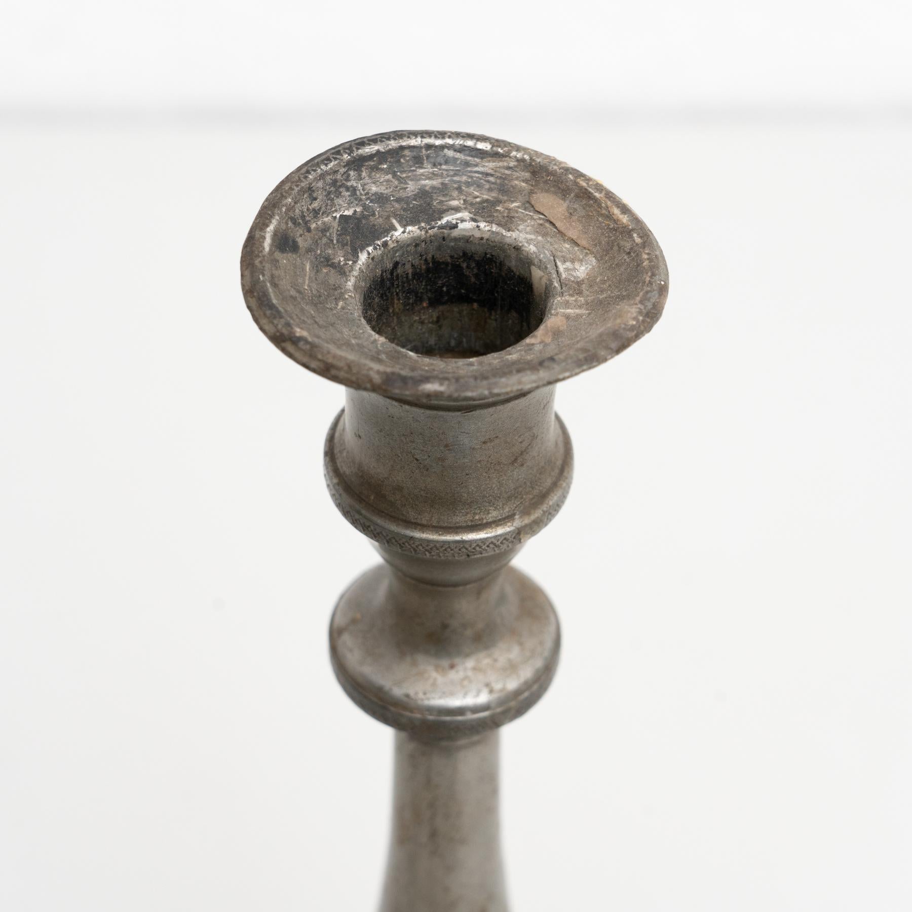Antique Metal Candle Holder, circa 1950 In Good Condition In Barcelona, Barcelona