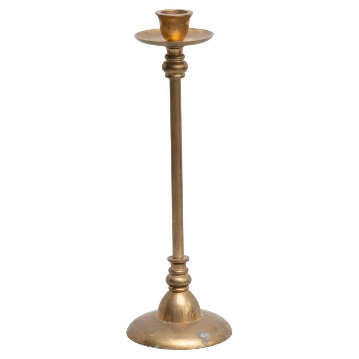 Bougeoir antique en métal, vers 1950