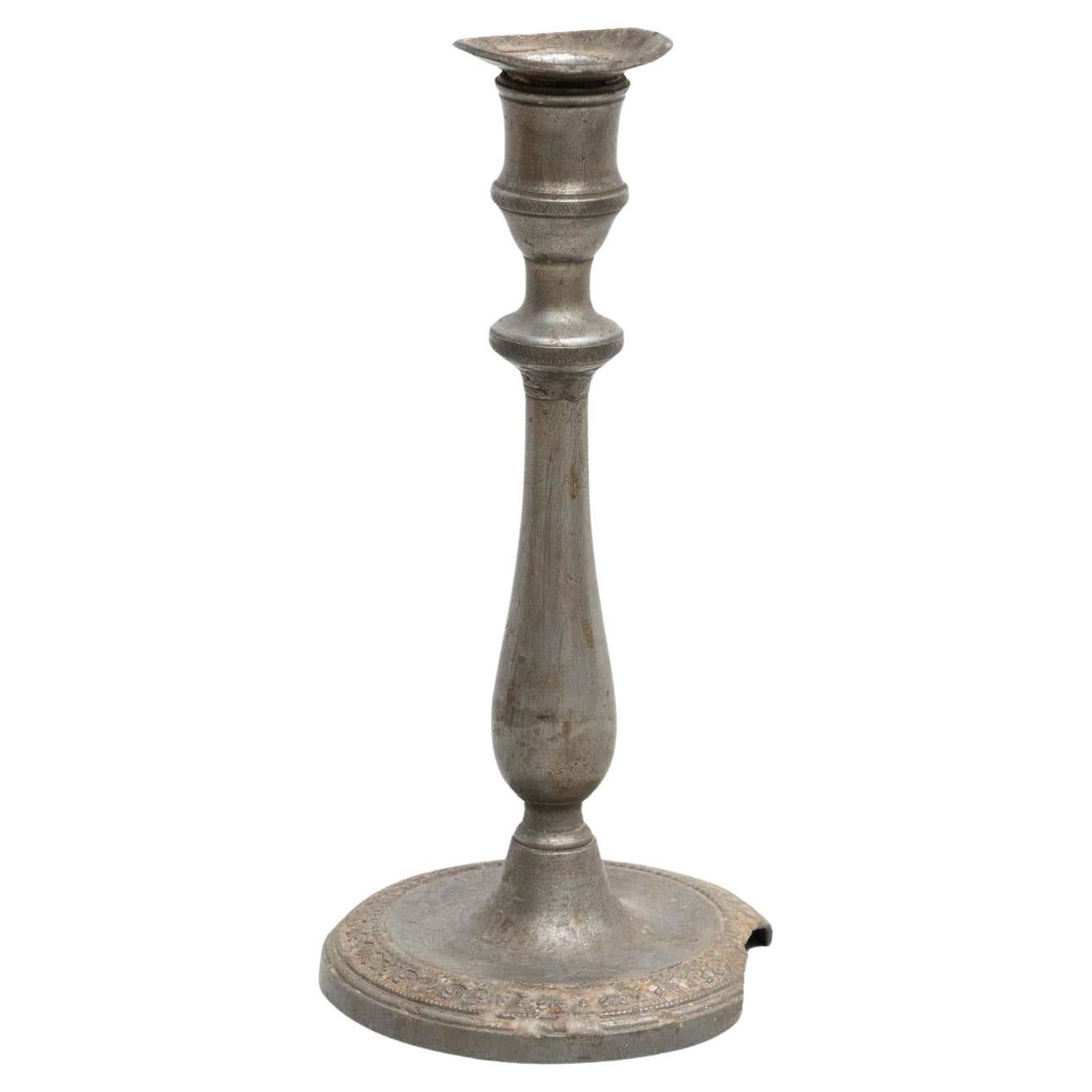 Antique Metal Candle Holder, circa 1950 For Sale