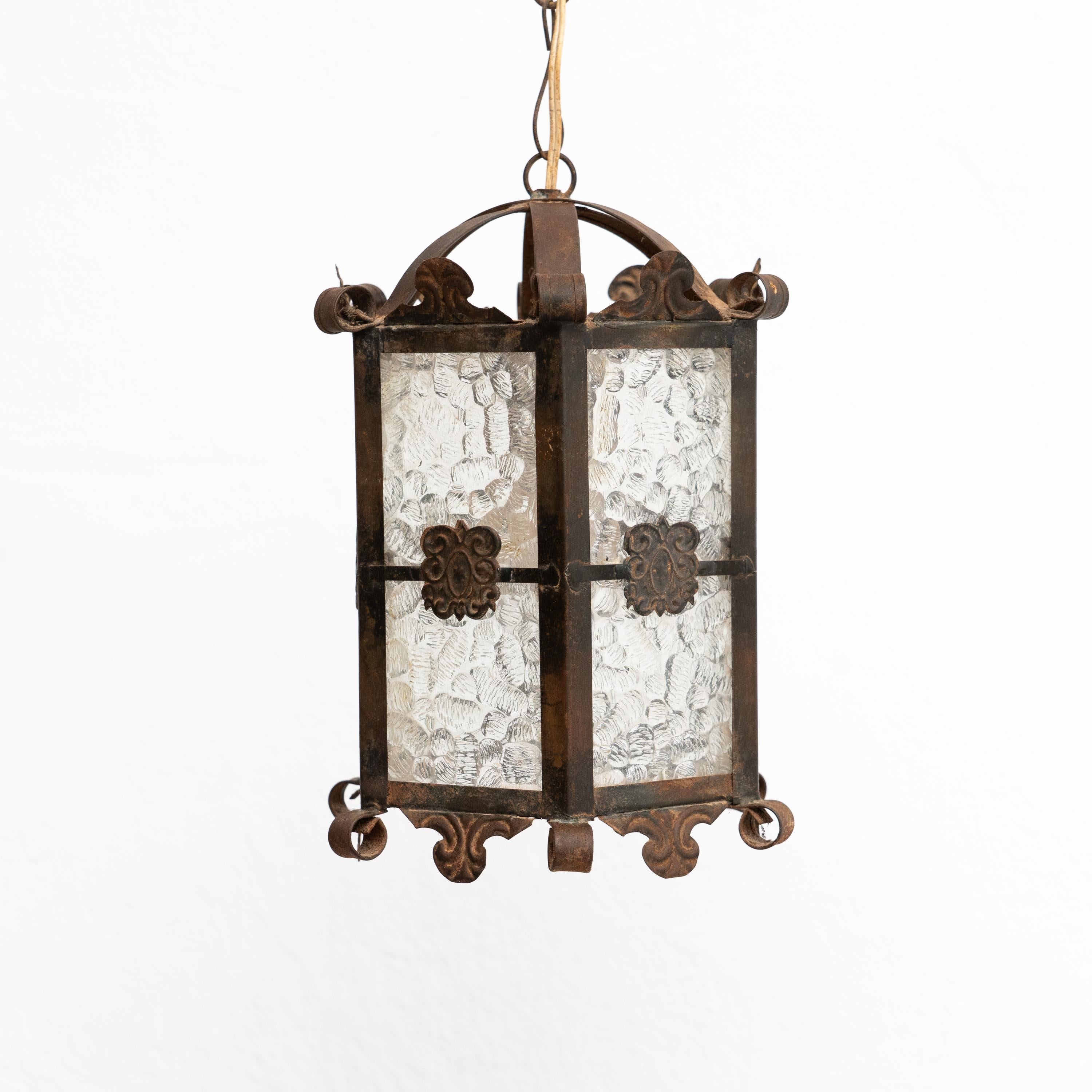 Antique Metal Ceiling Lamp, circa 1950   3