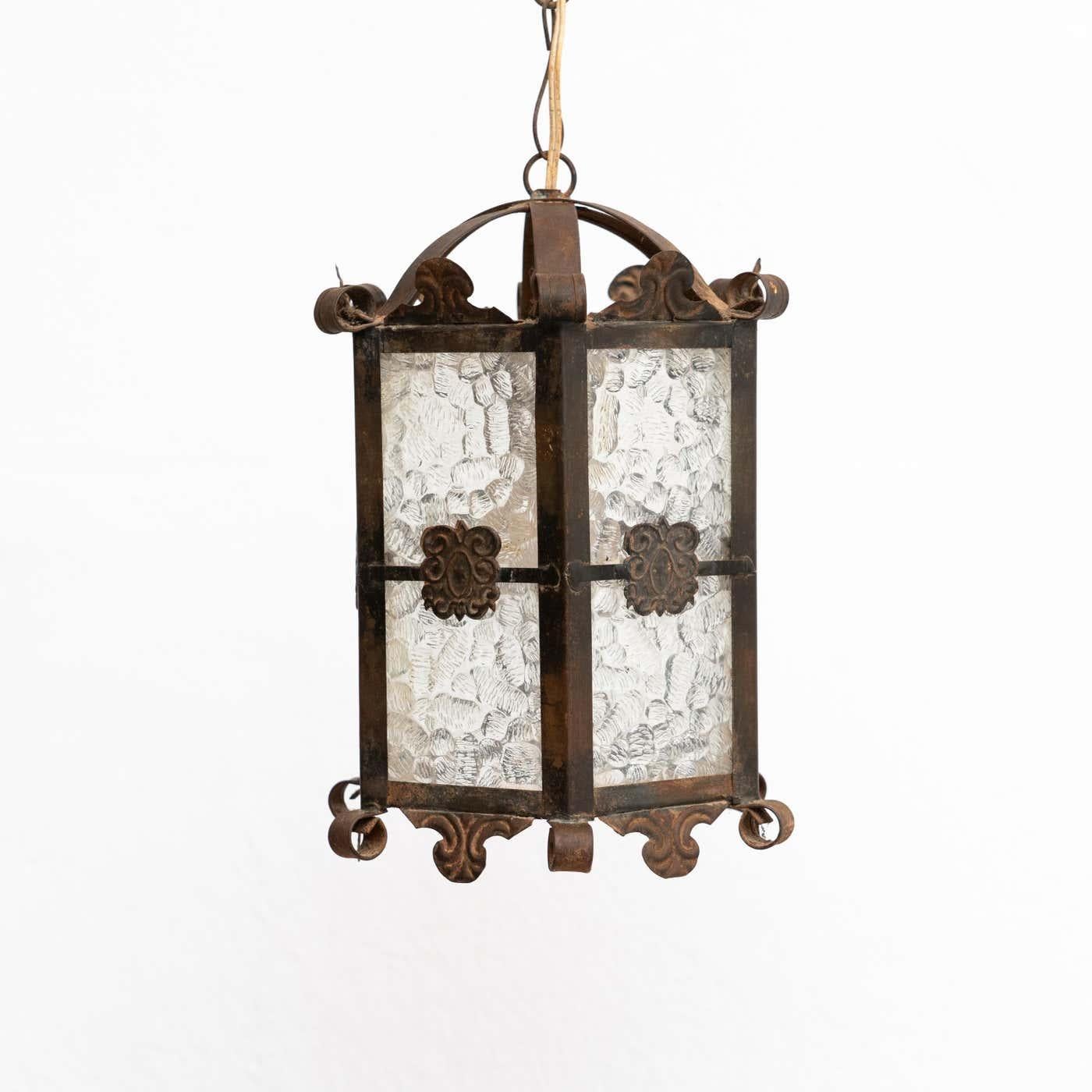 Antique Metal Ceiling Lamp, circa 1950   For Sale 3