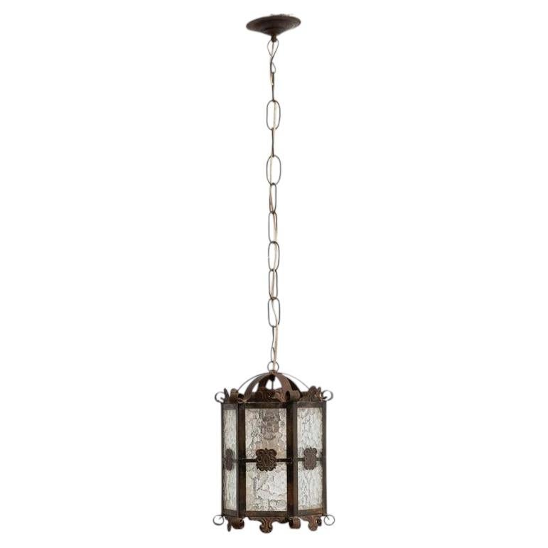 Antique Metal Ceiling Lamp, Mid-Century Modern, France, Circa 1950